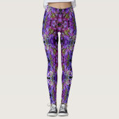 Leggings Magenta Purple bleu jaune Hydrangeas fleurs (Devant)