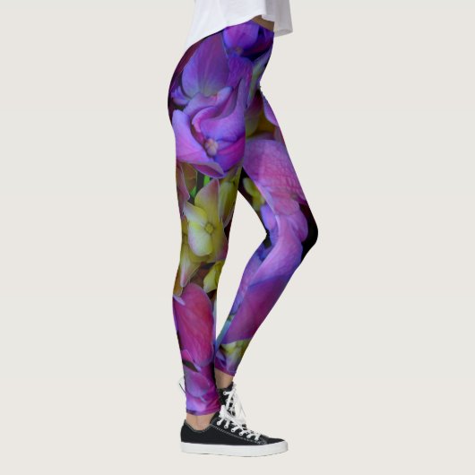 Leggings Magenta Purple bleu jaune Hydrangeas fleurs (Droite)