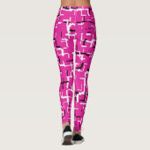 Leggings Magenta rose noir blanc Motif chic (Dos)