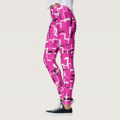 Leggings Magenta rose noir blanc Motif chic (Gauche)