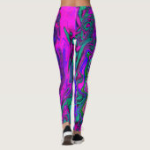 Leggings Magenta super rétro Abstrait et spirale violette (Dos)