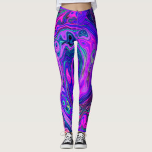 Leggings Magenta super rétro Abstrait et spirale violette