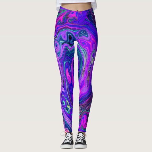 Leggings Magenta super rétro Abstrait et spirale violette (Devant)