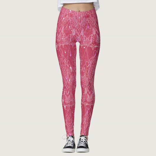 Leggings Magenta Valentine, look dentelle moderne (Devant)