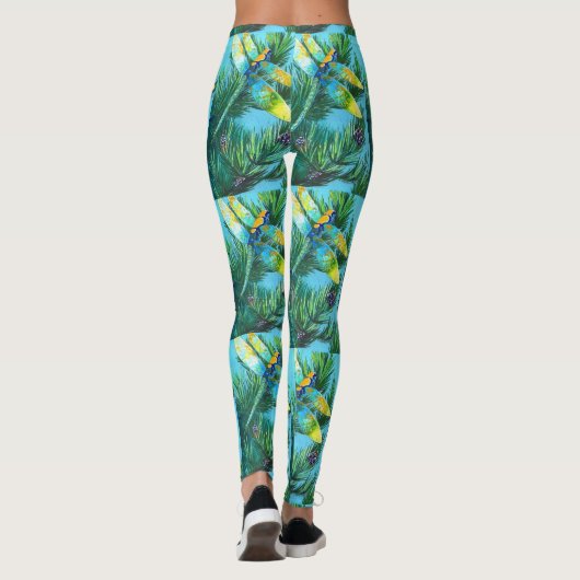 Leggings Magical Cute Dragonfly Pine Tree Conçu (Dos)