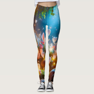 Leggings Magical Glowing Flowers Heart Garden
