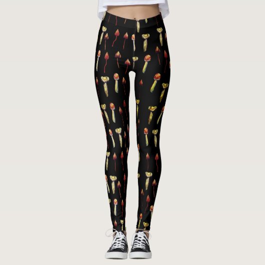 Leggings Magie Champignons Espèces Aquarelle Art (Devant)