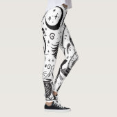 Leggings Magique Sorcière Whimsical Wiccan Pagan noir & bla (Droite)