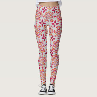 Leggings Magnifique Mandala Géométrique Magenta et Orange