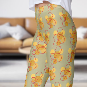 Leggings Magnifique Motif de nid d'abeilles Green Sage
