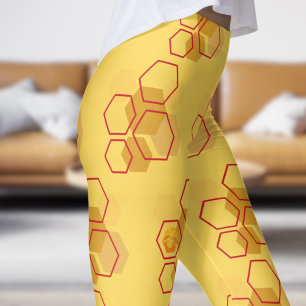 Leggings Magnifique Motif de peigne de moutarde jaune