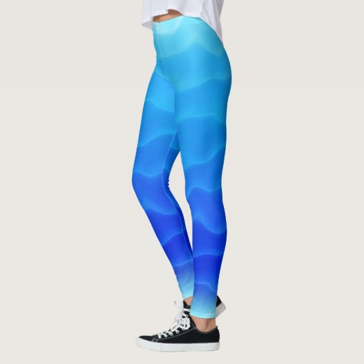 Leggings Magnifique Motif d'onde de lagon bleu (Gauche)