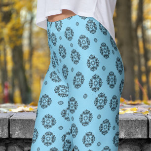 Leggings Magnifique Motif Mandela Bleu et Noir