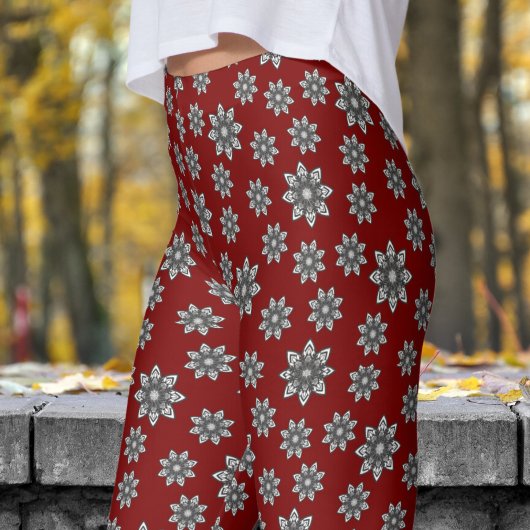 Leggings Magnifique Motif Mandela rouge et noire