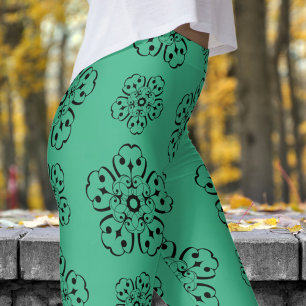Leggings Magnifique Motif Mandela vert et noir