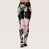 Leggings Magnifique Pink, Noir, Gris Jambes Florales Abstra (Dos)