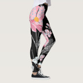 Leggings Magnifique Pink, Noir, Gris Jambes Florales Abstra (Droite)