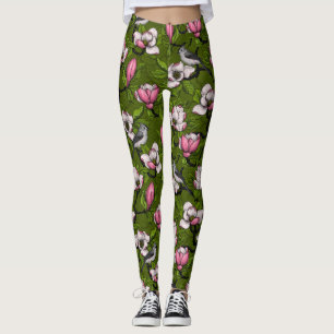 Leggings Magnolia en floraison et oiseau de tireur 2