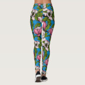 Leggings Magnolia en floraison sur bleu (Dos)
