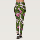 Leggings Magnolia en floraison sur vert foncé (Dos)