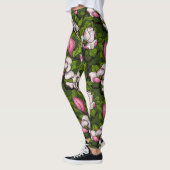 Leggings Magnolia en floraison sur vert foncé (Gauche)