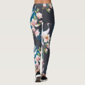 Leggings Magnolia Grue Rouge : Aquarelle Japonaise. (Dos)