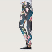 Leggings Magnolia Grue Rouge : Aquarelle Japonaise. (Gauche)
