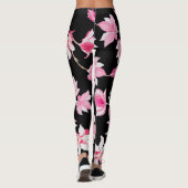 Leggings Magnolia romantique : Aquarelle noire (Dos)