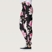 Leggings Magnolia romantique : Aquarelle noire (Gauche)