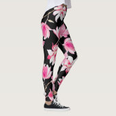 Leggings Magnolia romantique : Aquarelle noire (Droite)