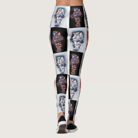 Leggings Main Coon Pop Art Collage Tendances funky (Dos)