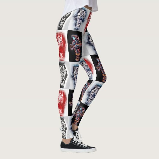 Leggings Main Coon Pop Art Collage Tendances funky (Droite)