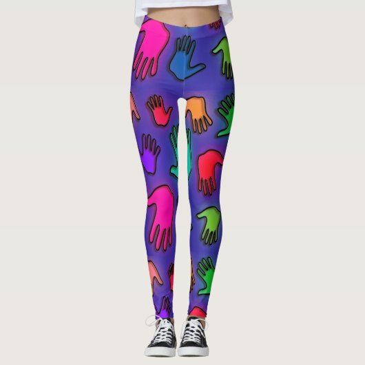 Leggings Mains de néon colorées (Devant)