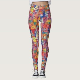 Leggings Maison de ville colorée artistique et cool Motif a
