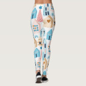 Leggings Maisons scandinaves, motif d'humeur hivernale. (Dos)
