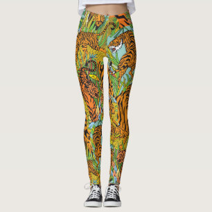 Leggings Majesté de la Jungle : Tigres au milieu de la verd