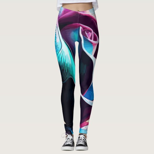 Leggings Majesté de minuit : La beauté noire des Roses noir (Devant)