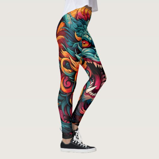 Leggings Majesté du Dragon Oriental Moderne (Droite)