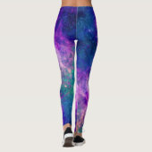 Leggings Majestic Teal Purple Starry Space Nebula (Dos)