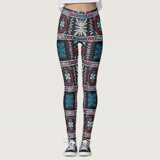 Leggings majolica italienne, broderie florale méditerranéen