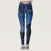 Leggings Malachite Bleue Accents Dorés Luxe Chic Pierre Pré (Devant)