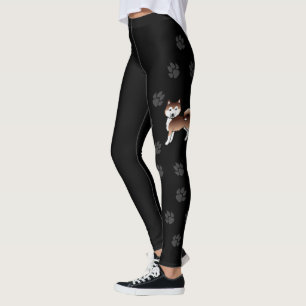 Leggings Malamute d'Alaska Rouge Chien et Pattes Mignons