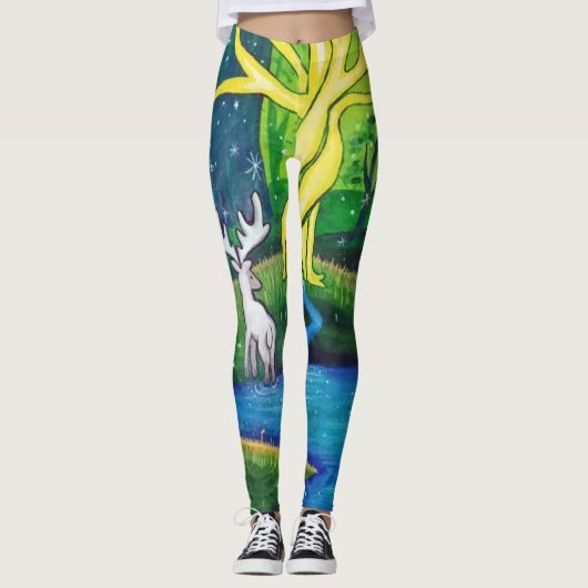 Leggings Mâle blanc, arbre de la vie (Devant)