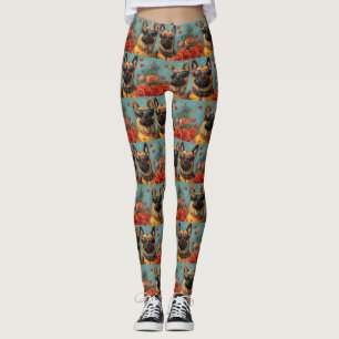 Leggings Malinois Belge avec Roses de la Saint-Valentin