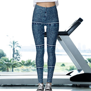 Leggings Maman Chat Amoureuse des Animaux Fausse Denim Jean