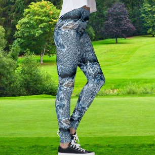 Leggings Maman Chat Amoureuse Moderne Jean Bleu Denim Fou