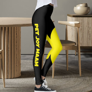 Leggings Maman Chat Chaton Nom Noir Jaune Texte Personnalis