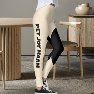 Leggings Maman Chat Chéri Champagne Or Noir Texte Personnal