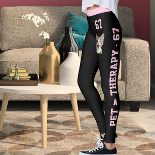 Leggings Maman Chat Moderne Personnalisée Rose Noir 67TH Fe