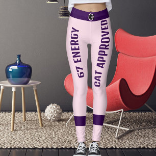 Leggings Maman Chat Personnalisée 67e Anniversaire Rose Vio